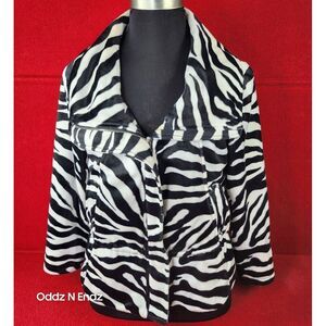 Chaus Zebra Print‎ Womens Faux Fur Jacket By Chaus Size M
